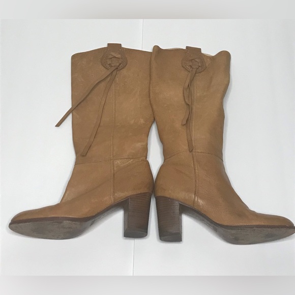 Coach Selena Tan Leather Knee High Pull On Heeled Boho Boots Size 9 - Picture 11 of 11
